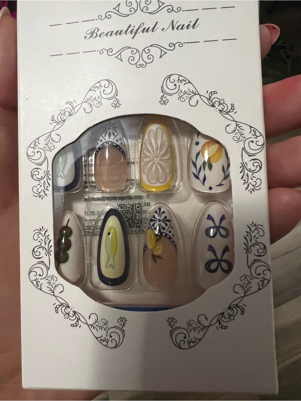 Floral & Blue-Yellow Press-On Nail Set
